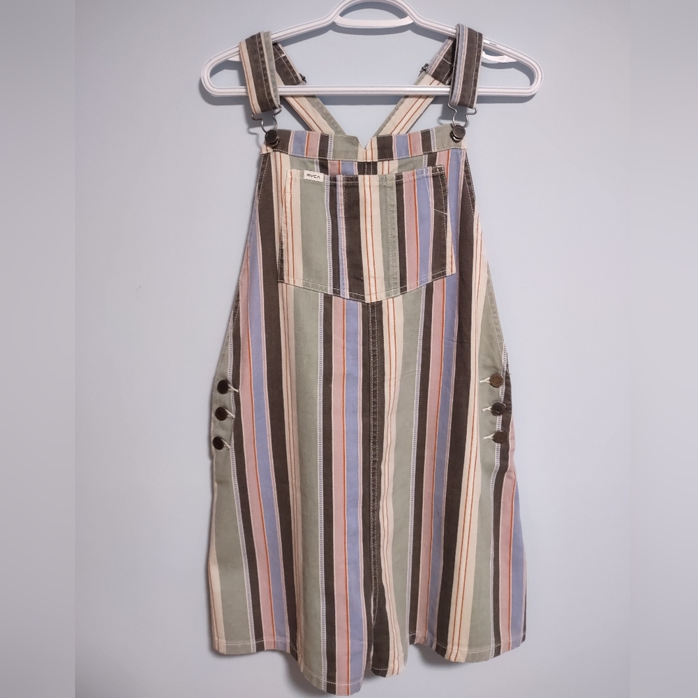 RVCA Women's M Townhouse Overall Romper Multicolor Stripes